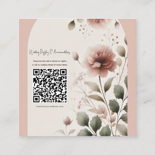 砂漠バラピンク&グリーンフローラグリーン結婚ズ スクエア名刺 (裏面)