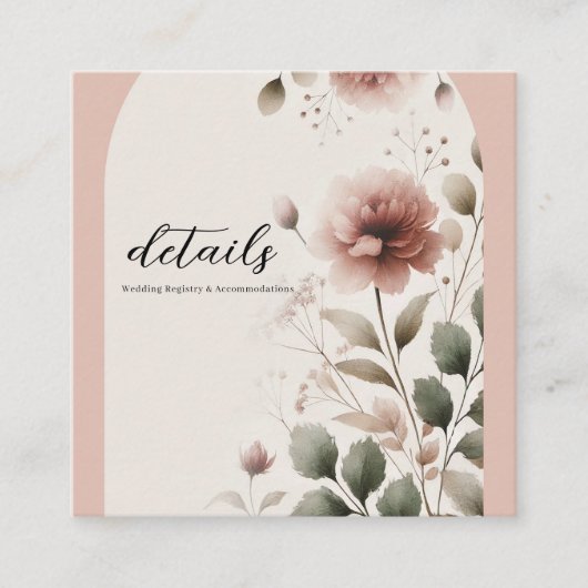 砂漠バラピンク&グリーンフローラグリーン結婚ズ スクエア名刺 (正面)