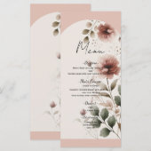 砂漠バラピンク&グリーンフローラグリーン結婚ズ メニュー (正面/裏面)