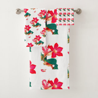 砂漠バラレッドアデニウムフラワーサマーオアシスビーチ バスタオルセット