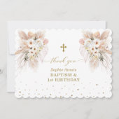 砂漠ホワイトローゼガール1stバースデーバプテスマ サンキューカード (正面)