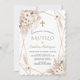 砂漠ホワイトローゼスパンパスグラスバプテスマ 招待状