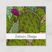 砂漠ボタニカルサボテン抽象芸術インテリアデザイナー スクエア名刺 (正面)