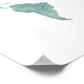 砂漠ミントグリーンウォーターのカラーワールドマップ ポスター (角)