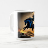 砂漠モダンに黒いスタリオン コーヒーマグカップ (正面左)