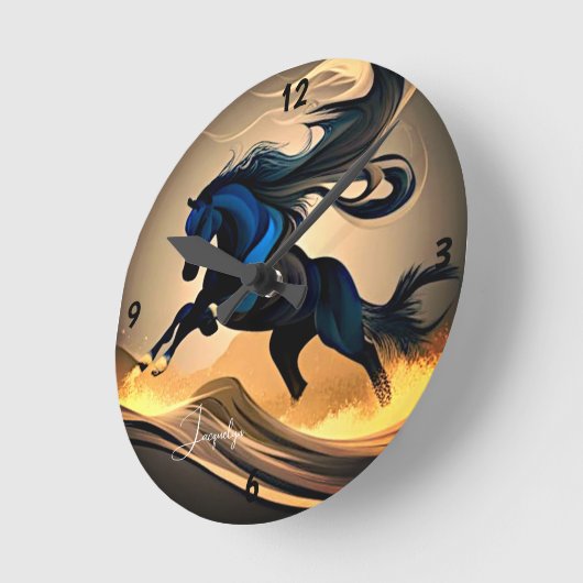 砂漠モダンに黒いスタリオン ラウンド壁時計 (傾斜)