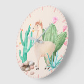 砂漠リアマサボテン花の石 ラージ壁時計 (傾斜)