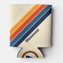 砂漠レトロレインボーストライプのウィズネーム 缶クーラー