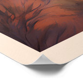 砂漠ローンバッファローサンライズカラフルアートランドスケープ ポスター (角)