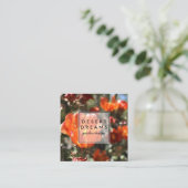 砂漠ワイルドフラワーオレンジサボテン写真旅行 スクエア名刺 (スタンド正面)