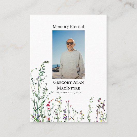 砂漠ワイルドフラワーズ正教会の葬儀祈りの言葉カード プレイスカード (正面)