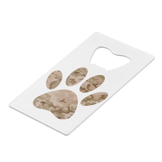 砂漠動揺して迷彩柄ドッグポープリント クレジットカード栓抜き (正面アングル)