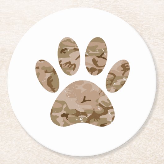砂漠動揺して迷彩柄ドッグポープリント ラウンドペーパーコースター (正面)