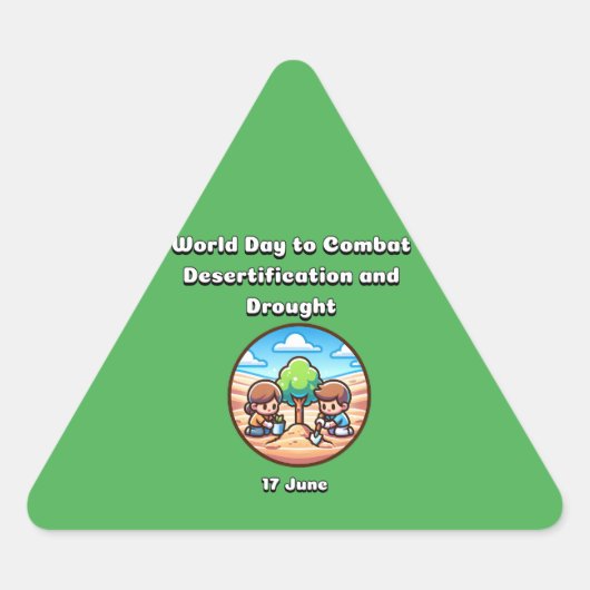 砂漠化と干ばつに対抗する世界の日。 三角形シール (正面)