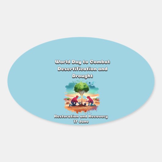 砂漠化と干ばつに対抗する世界の日。 楕円形シール (正面)