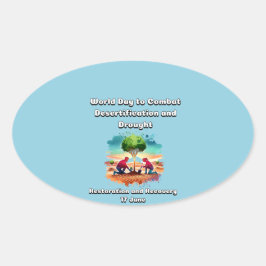 砂漠化と干ばつに対抗する世界の日。 楕円形シール