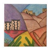 砂漠南西アリゾナのサボテンのセラミックタイル タイル (正面)