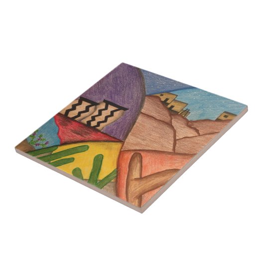 砂漠南西アリゾナのサボテンのセラミックタイル タイル (側面)