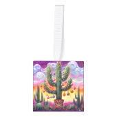 砂漠南西部のクリスマスサグアーロサボテン キューブオーナメント (正面)