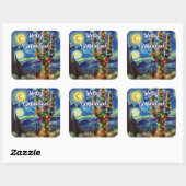 砂漠南西部のクリスマスサグアーロサボテン スクエアシール (シート)