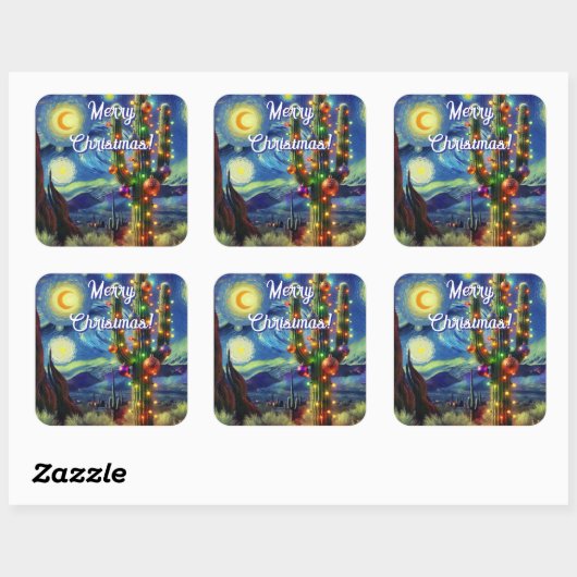 砂漠南西部のクリスマスサグアーロサボテン スクエアシール (シート)