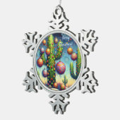 砂漠南西部のクリスマスサグアーロサボテン スノーフレークピューターオーナメント (右)