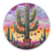 砂漠南西部のクリスマスサグアーロサボテン セラミックノブ (正面)