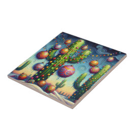 砂漠南西部のクリスマスサグアーロサボテン タイル