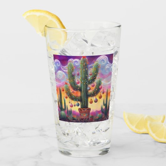 砂漠南西部のクリスマスサグアーロサボテン タンブラーグラス (アイス正面)