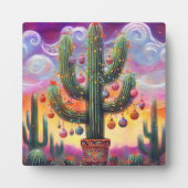 砂漠南西部のクリスマスサグアーロサボテン フォトプラーク (正面)