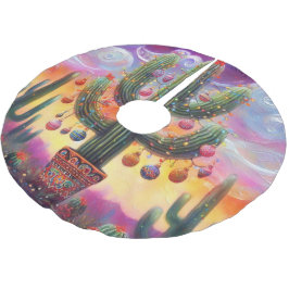 砂漠南西部のクリスマスサグアーロサボテン ブラッシュドポリエステルツリースカート