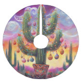 砂漠南西部のクリスマスサグアーロサボテン ブラッシュドポリエステルツリースカート (正面)