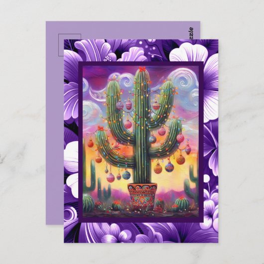 砂漠南西部のクリスマスサグアーロサボテン ポストカード (正面/裏面)