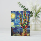 砂漠南西部のクリスマスサグアーロサボテン ポストカード (スタンド正面)