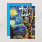 砂漠南西部のクリスマスサグアーロサボテン ポストカード (正面/裏面)