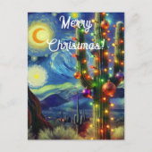 砂漠南西部のクリスマスサグアーロサボテン ポストカード (正面)