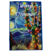 砂漠南西部のクリスマスサグアーロサボテン ミディアムペーパーバッグ (正面)