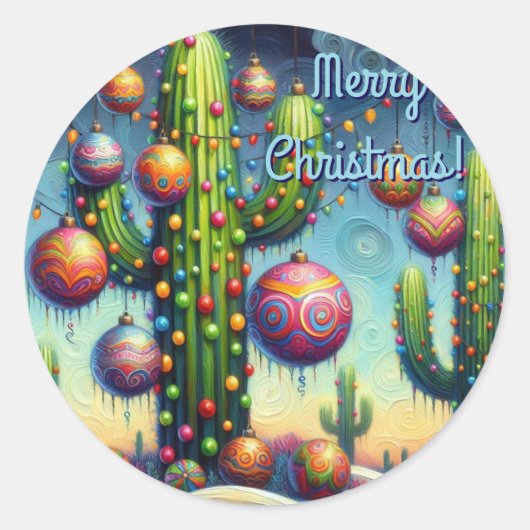 砂漠南西部のクリスマスサグアーロサボテン ラウンドシール (正面)