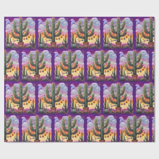 砂漠南西部のクリスマスサグアーロサボテン ラッピングペーパー (フラット)