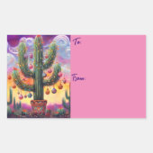 砂漠南西部のクリスマスサグアーロサボテン 長方形シール (正面)