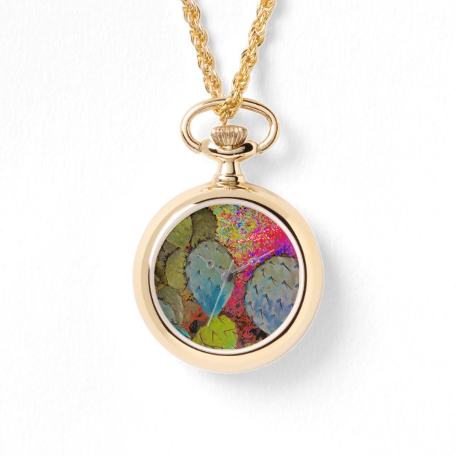 砂漠南西部の多肉性サボテン抽象芸術 腕時計 (正面)