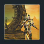 砂漠型HYPERION Science FictionのCYBORG TITAN、 マグネット<br><div class="desc">彼の反射クロムメタリックなキャラペ鮮やかースとHyperionからのタイタンのサイボーグは、ピラミッドと超現実的な環境で、熱い太陽、エジプトの風景に似た砂漠、3D映画Hyperion Worldからのアニメーションフレーム。</div>