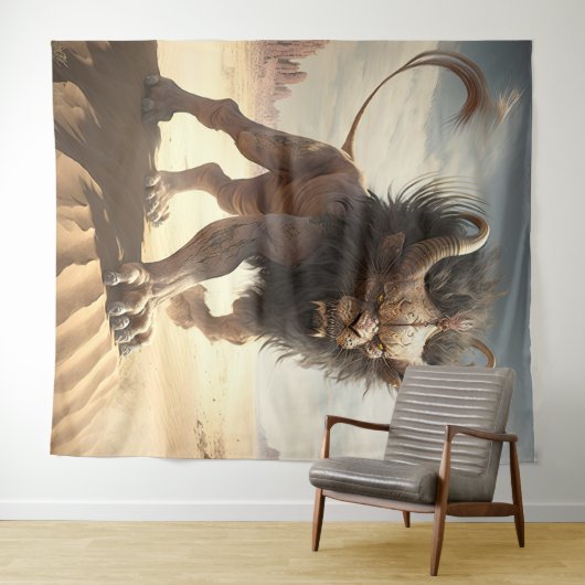砂漠壁のタペストリーのマンティコア タペストリー (インサイチュ(横))