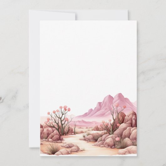 砂漠多肉素朴サボテンの女の子の赤ちゃんシャワー 招待状 (裏面)