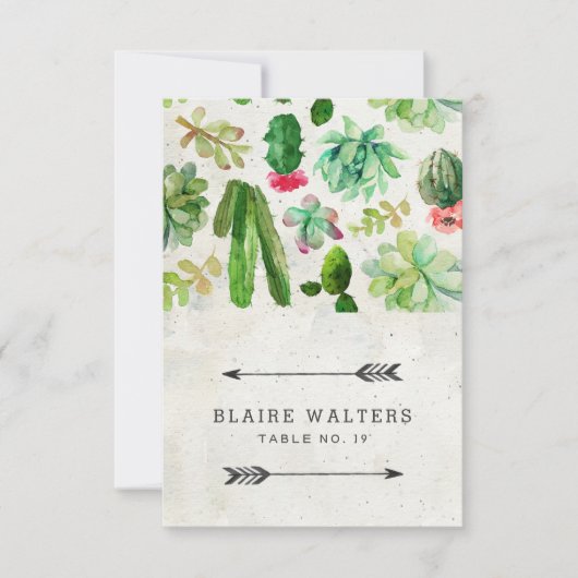 砂漠多肉質結婚の座席表 – 石 招待状 (正面)