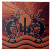 砂漠太陽サボテン南西ココペリセラミックタイル タイル (正面)