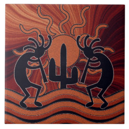 砂漠太陽サボテン南西ココペリセラミックタイル タイル