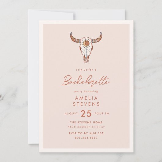 砂漠女性のカーボーイバチェロレッテ招待状 招待状 (正面)