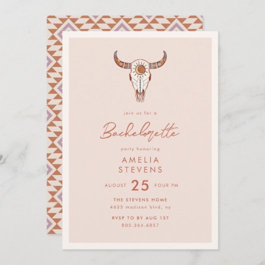 砂漠女性のカーボーイバチェロレッテ招待状 招待状 (正面/裏面)