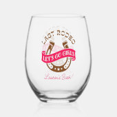 砂漠女性のカーボーイラストロデオバチェロレッテ ステムなしワイングラス (裏面)